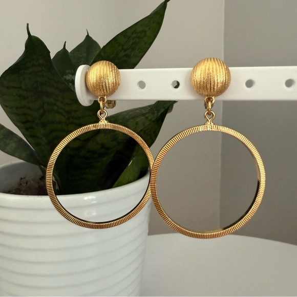 Monet Jewelry - Vintage Monet medium gold door knocker hoop earrings